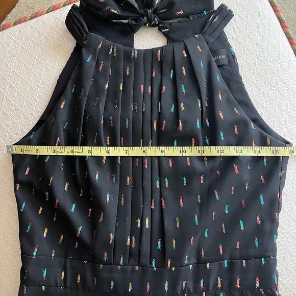 Betsy & Adam Metallic Front Ruffle Slit Halter Nevk Sleeveless Gown - Picture 7 of 17